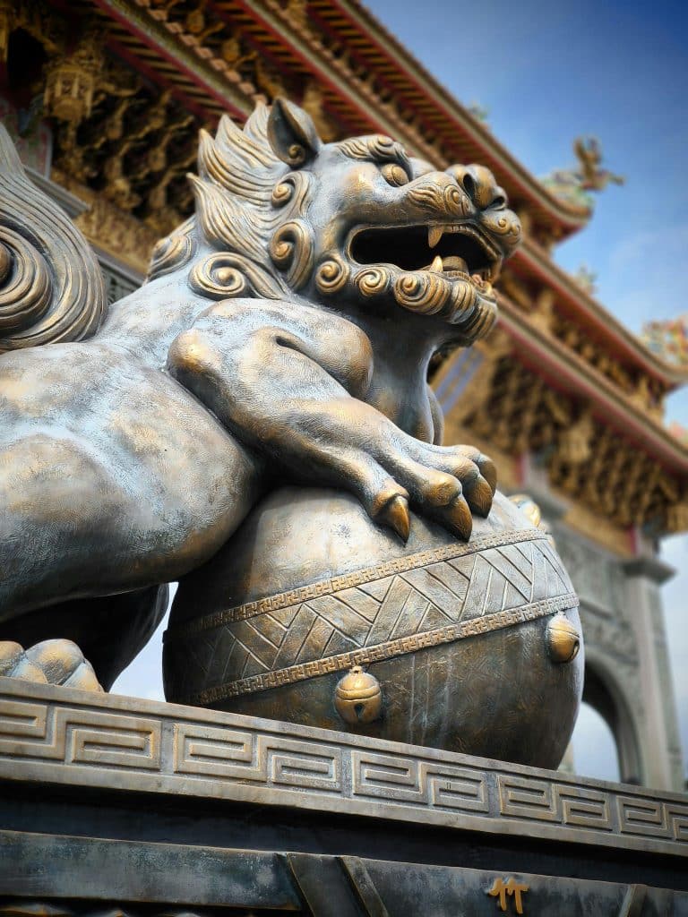 Sculpture at Temple Entrance